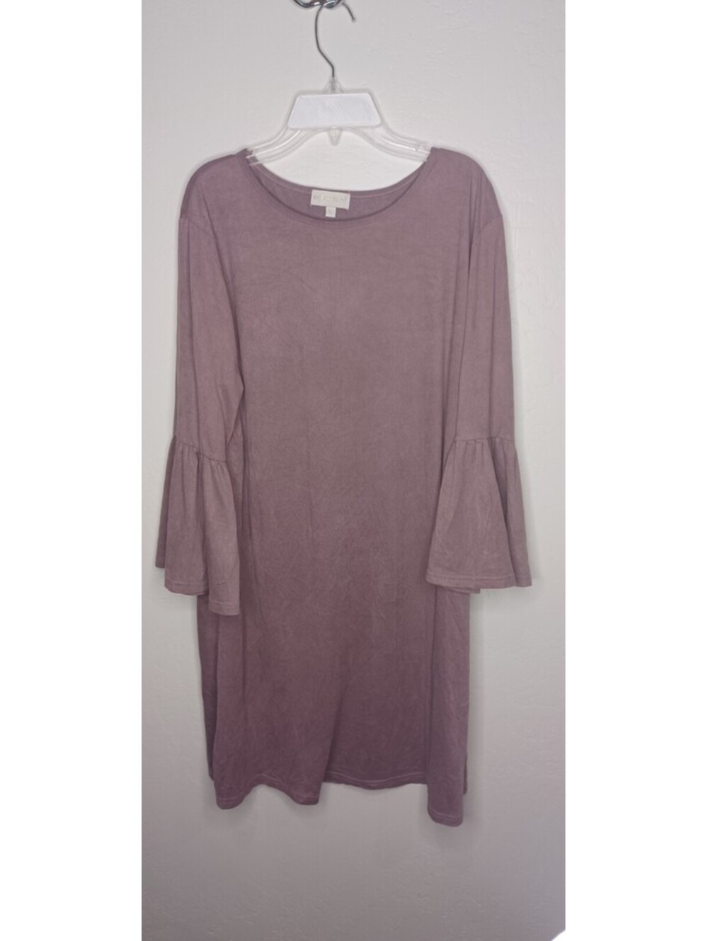 Womens Simply Southern Mauve Pink Dress Size L Faux Suede Bell Sleeves